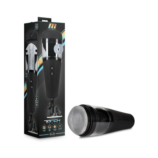 Blush M for Men Torch Joyride Rechargeable Hands-Free Thrusting Masturbator Frosted - Red Garter