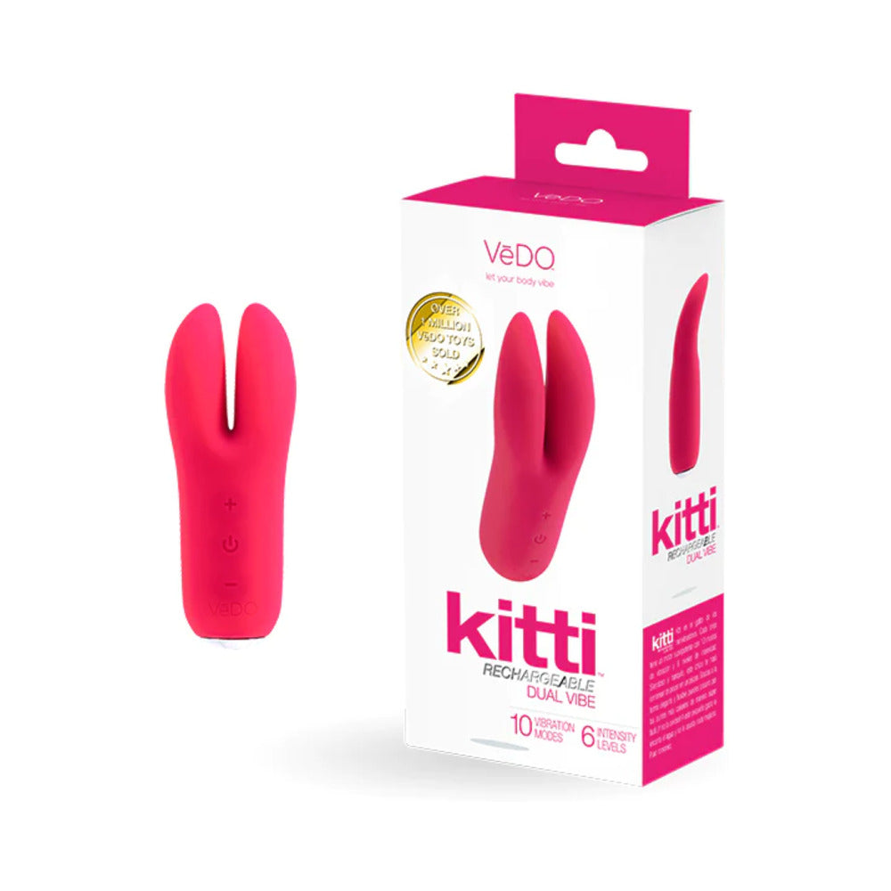 Vedo Kitti Rechargeable Dual Vibe Foxy Pink - Red Garter