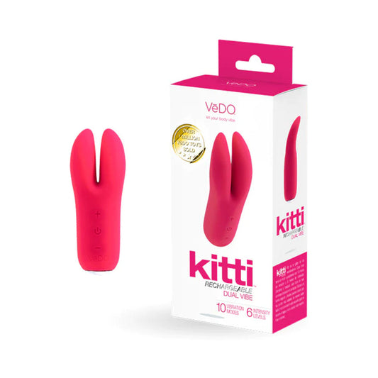 Vedo Kitti Rechargeable Dual Vibe Foxy Pink - Red Garter