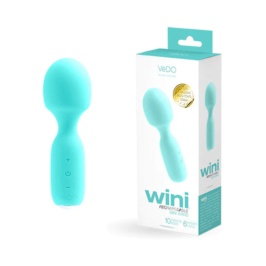 Vedo Wini Rechargeable Mini Wand Tease Me Turquoise - Red Garter