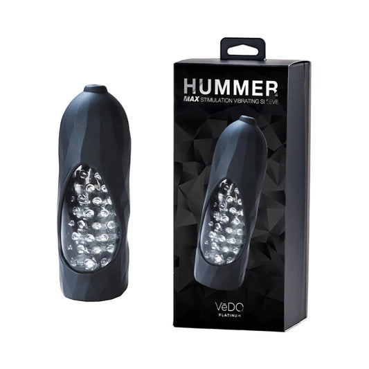 Vedo Hummer 2.0™ Rechargeable Vibrating Sleeve Black Pearl - Red Garter