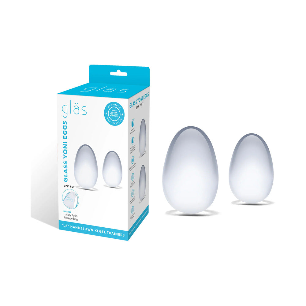 Glas 2-Piece Glass Yoni Egg Set - Red Garter