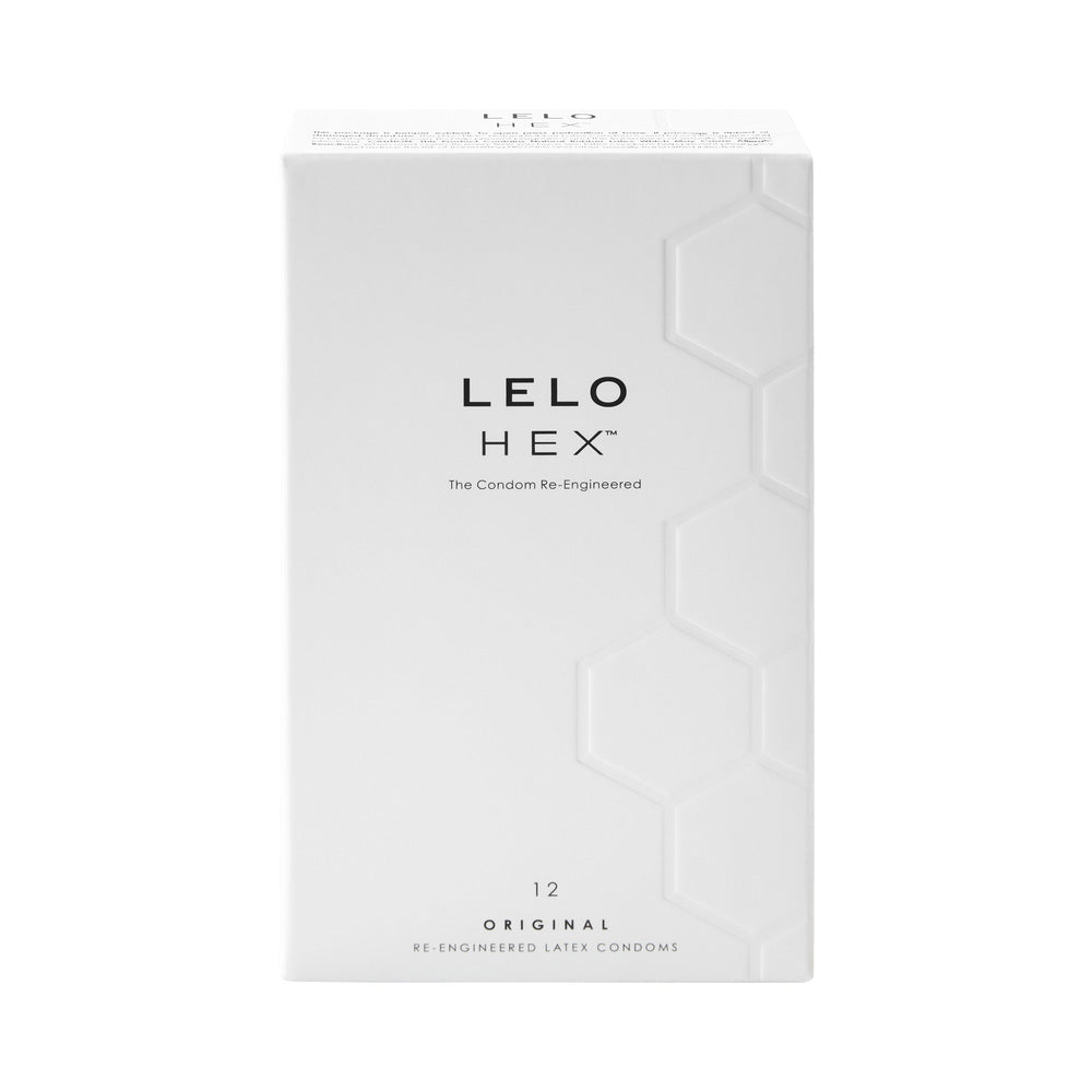 LELO HEX Original Lubricated Latex Condoms 12-Pack - Red Garter