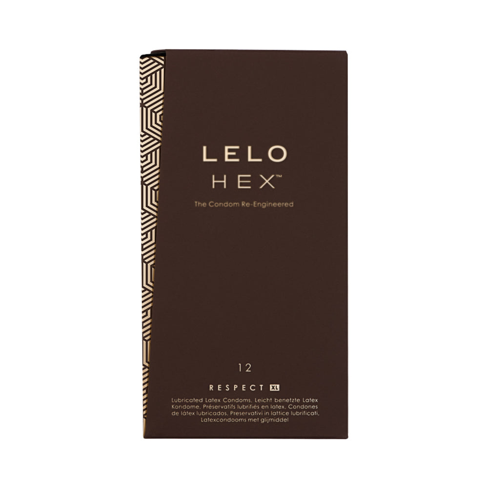 LELO HEX Respect XL Lubricated Latex Condoms 12-Pack - Red Garter