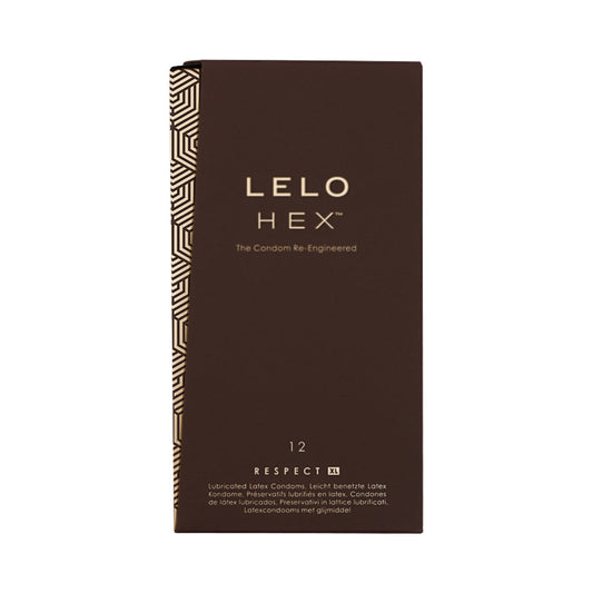LELO HEX Respect XL Lubricated Latex Condoms 12-Pack - Red Garter