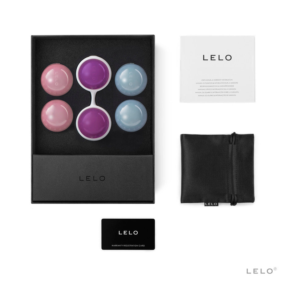 LELO BEADS Plus Kegel Balls Set Blue/Pink/Purple - Red Garter