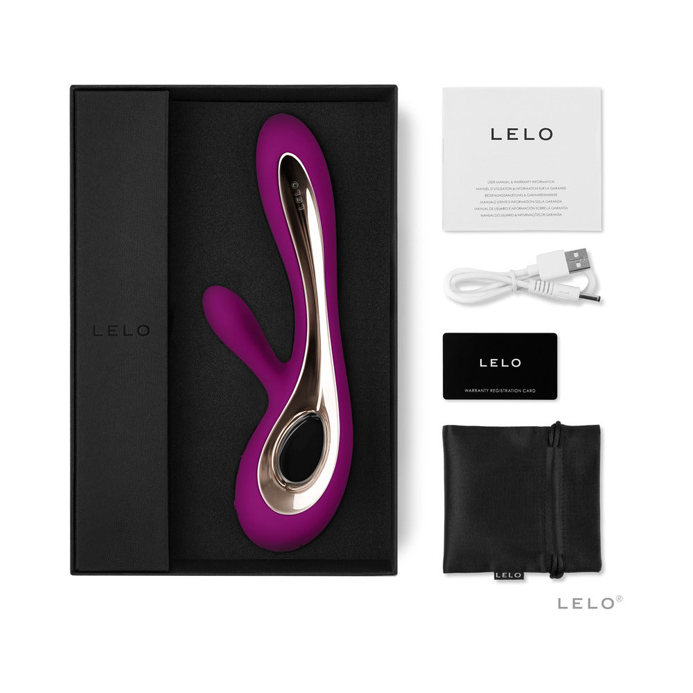 LELO SORAYA 2 Rechargeable Rabbit Vibrator Deep Rose - Red Garter