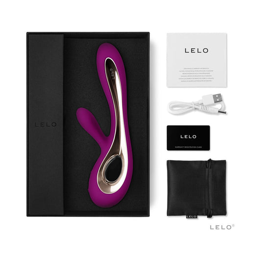 LELO SORAYA 2 Rechargeable Rabbit Vibrator Deep Rose - Red Garter
