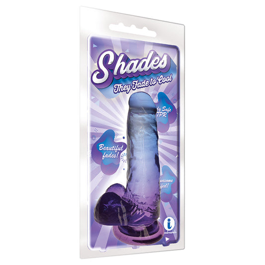 Shades Medium 7in Jelly TPR Gradient Dong Blue and Violet - Red Garter