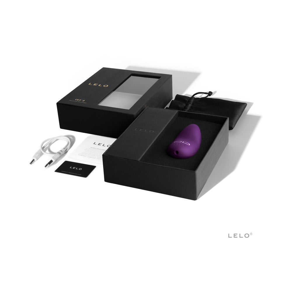 LELO LILY 2 Rechargeable Scented Vibrator Plum - Bordeaux & Chocolat Scent - Red Garter