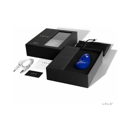 LELO NEA 2 Rechargeable Mini Vibrator Midnight Blue - Red Garter