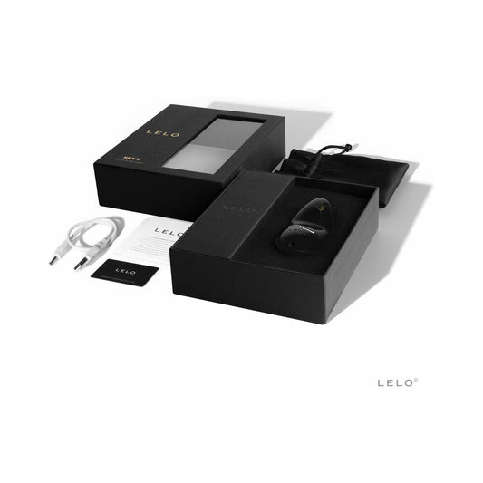 LELO NEA 2 Rechargeable Mini Vibrator Obsidian Black - Red Garter