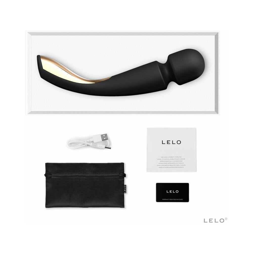 LELO SMART WAND 2 Large Rechargeable Wand Vibrator Black - Red Garter