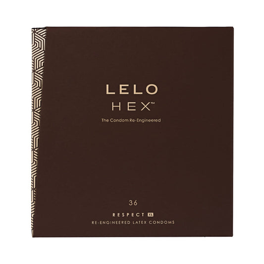 LELO HEX Respect XL Lubricated Latex Condoms 36-Pack - Red Garter