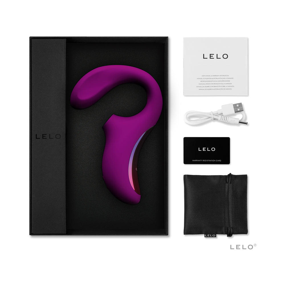 LELO ENIGMA Suction Dual Stimulator Deep Rose - Red Garter
