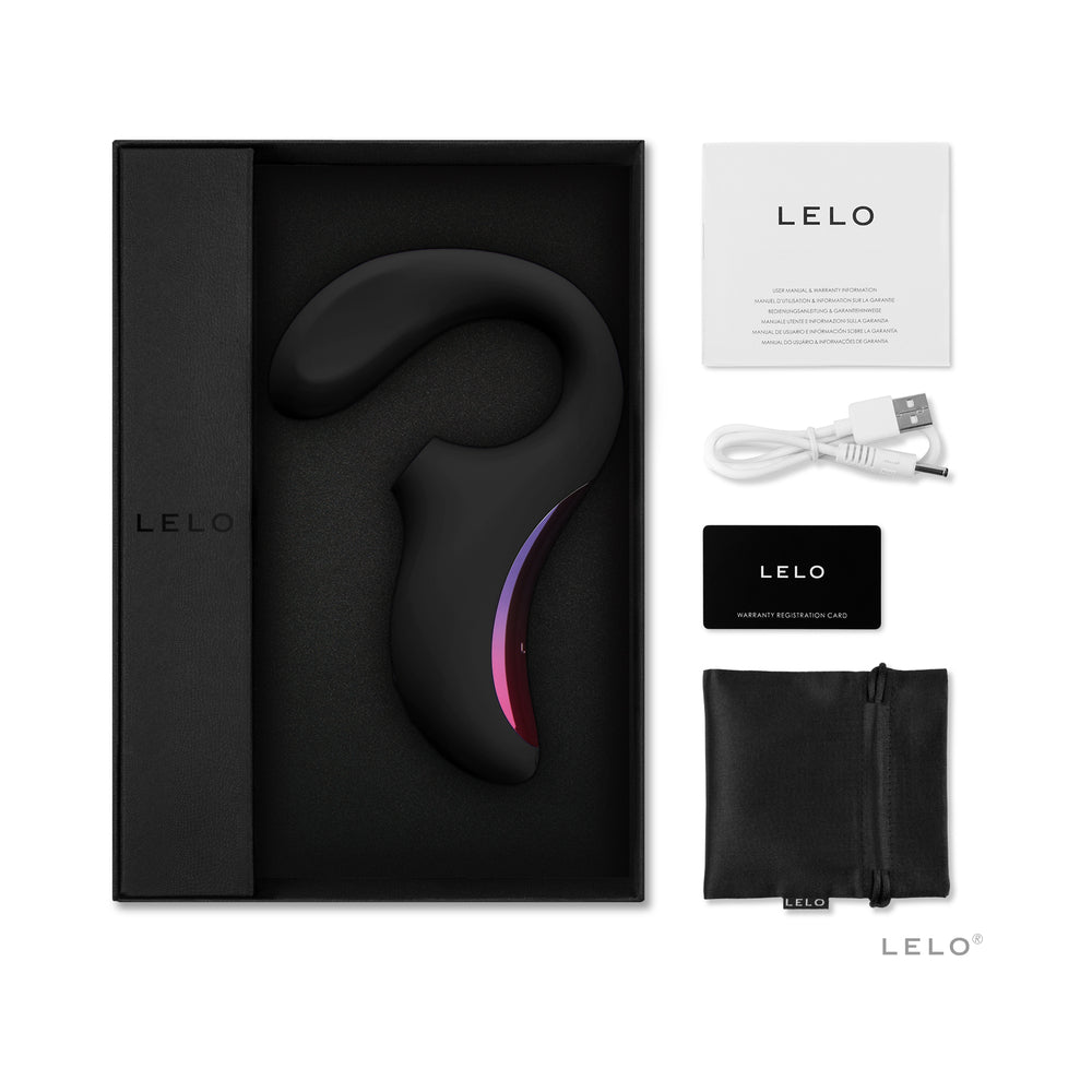 LELO ENIGMA Suction Dual Stimulator Black - Red Garter