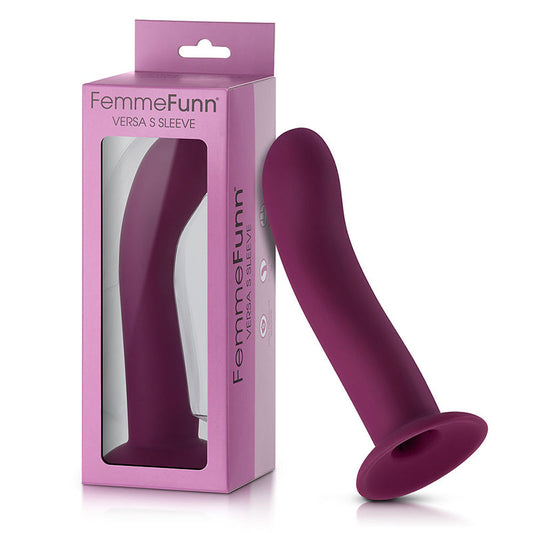 FemmeFunn Versa S Sleeve Curved Silicone Sleeve with Suction Cup Dark Fuchsia - Red Garter