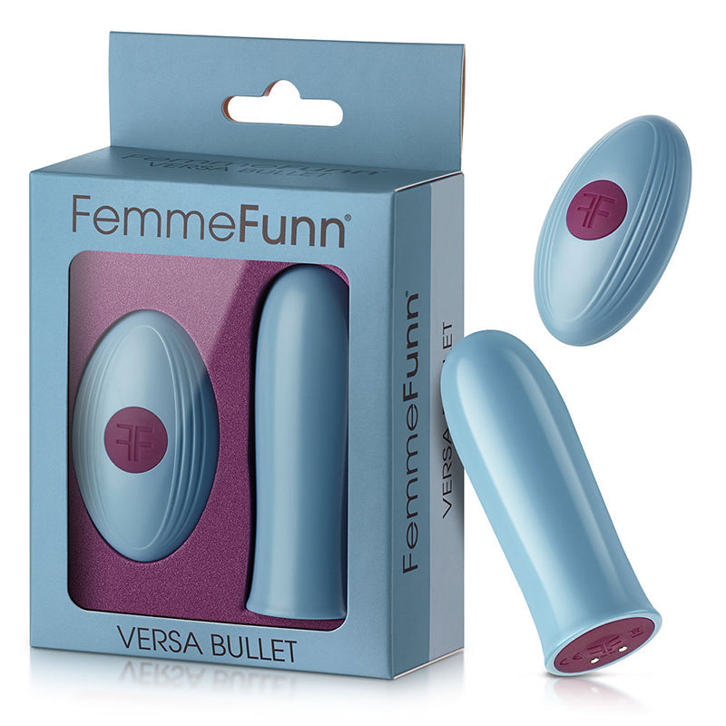FemmeFunn Versa Bullet Rechargeable Remote-Controlled Vibrator Light Blue - Red Garter