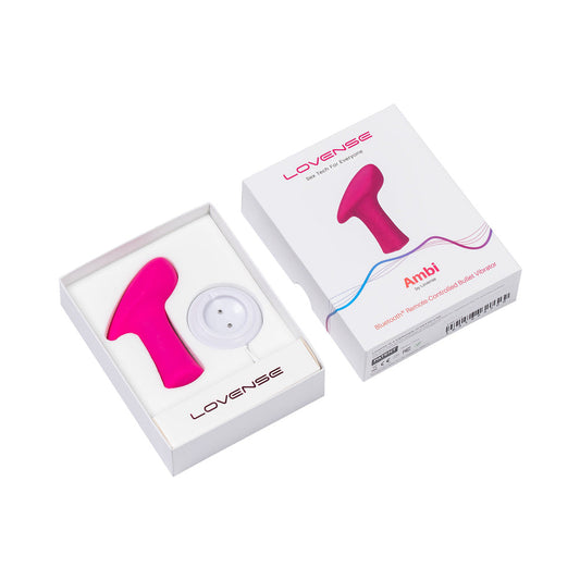 Lovense Ambi Bluetooth Programmable Bullet Vibrator - Red Garter