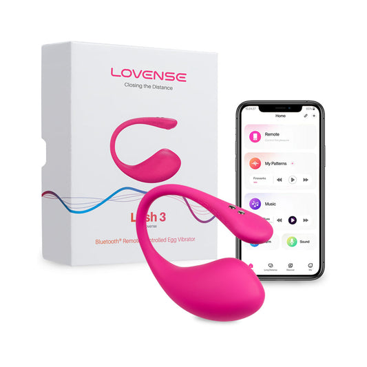 Lovense Lush 3 Bluetooth Remote-Controlled Egg Vibrator - Red Garter