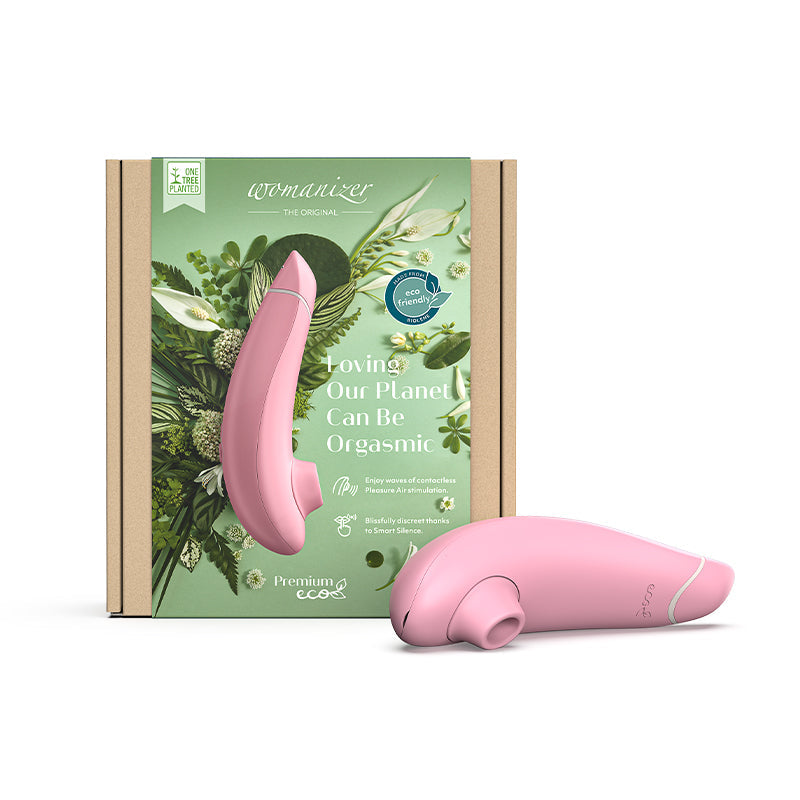 Womanizer Premium Eco Rechargeable Silicone Pleasure Air Clitoral Stimulator Rose - Red Garter