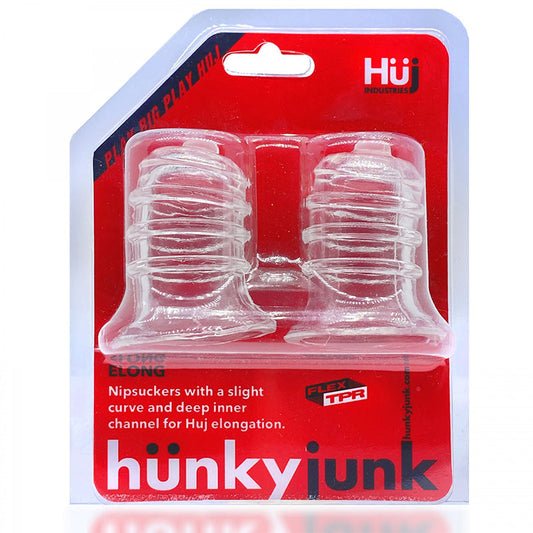 hunkyjunk ELONG Wide-Base Nipsucker Clear - Red Garter