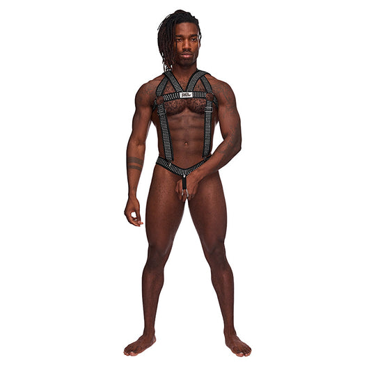 Male Power Elastic Harness with Ring BlackOS - Red Garter