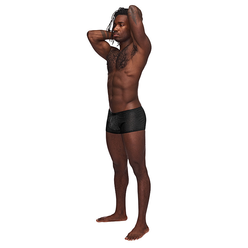 Male Power Sneak Peek Mini Short Black XL - Red Garter