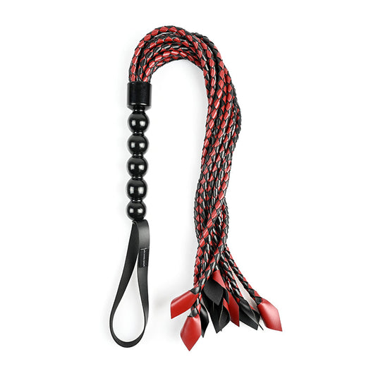 Sportsheets Saffron Braided Flogger Red/Black - Red Garter