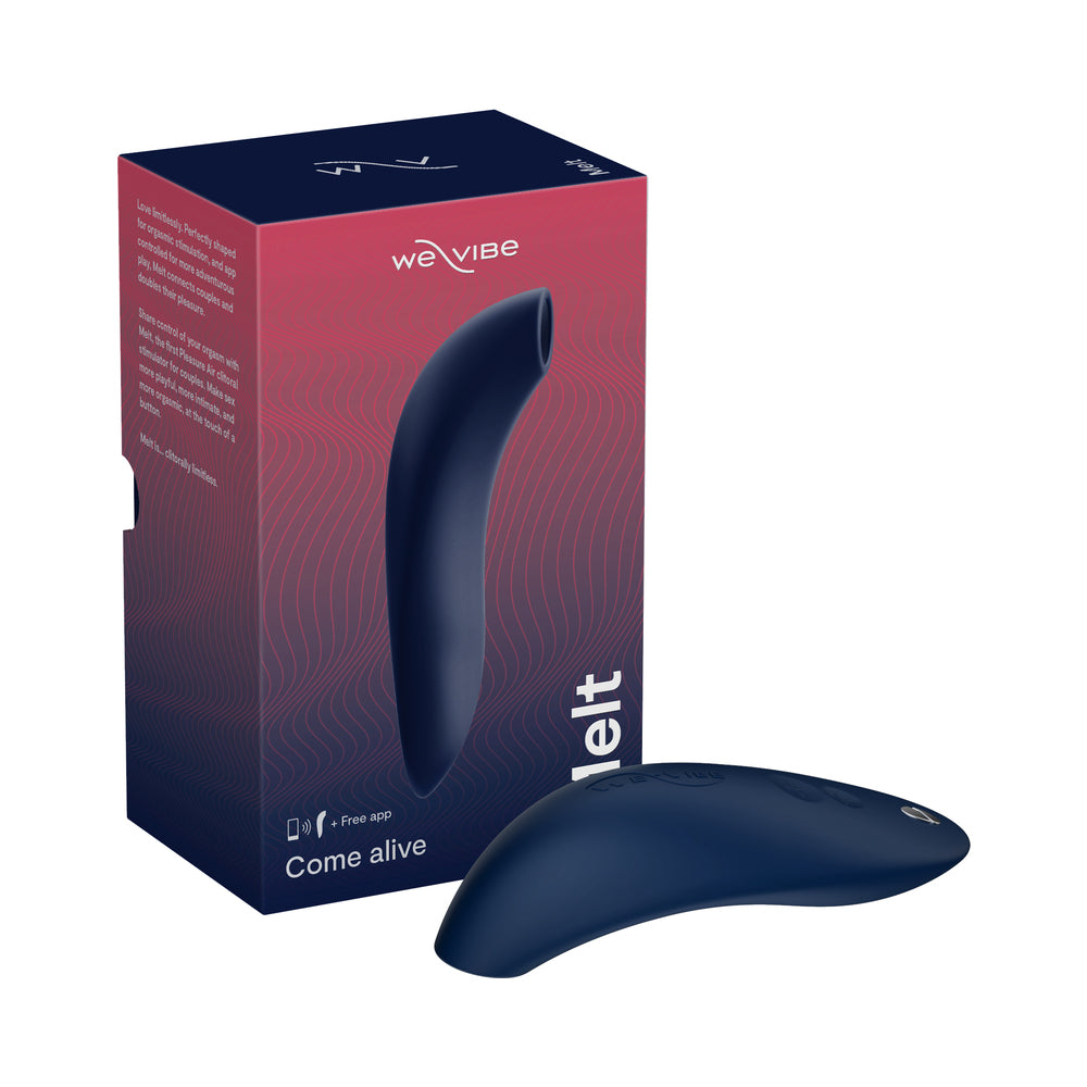 We-Vibe Melt Rechargeable Silicone Pleasure Air Clitoral Stimulator Midnight Blue - Red Garter