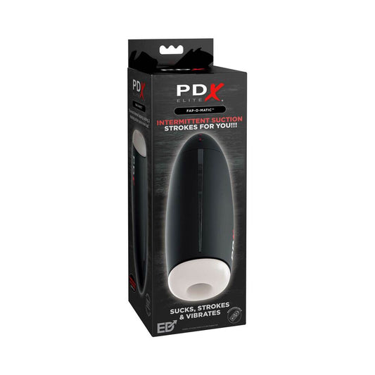 PDX Elite Fap-O-Matic Rechargeable Vibrating Suction Stroker - Red Garter
