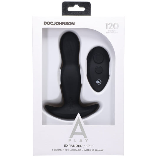 A-Play EXPANDER Rechargeable Silicone Anal Plug with Remote Black - Red Garter
