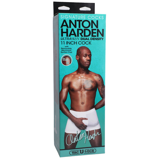 Signature Cocks Anton Harden 11 in. ULTRASKYN Cock with Removable Vac-U-Lock Suction Cup - Red Garter