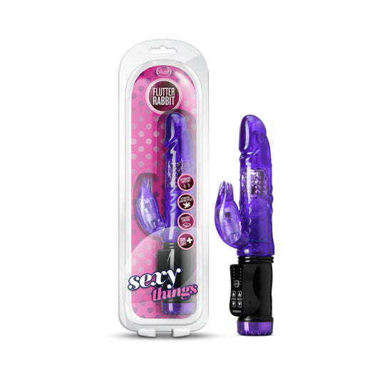 Sexy Things Flutter Rabbit Dual Stimulation Vibrator Purple - Red Garter