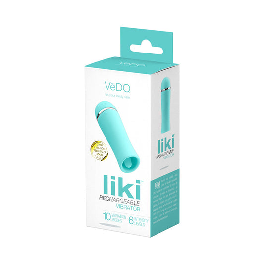 Vedo Liki Rechargeable Flicker Vibe Tease Me Turquoise - Red Garter