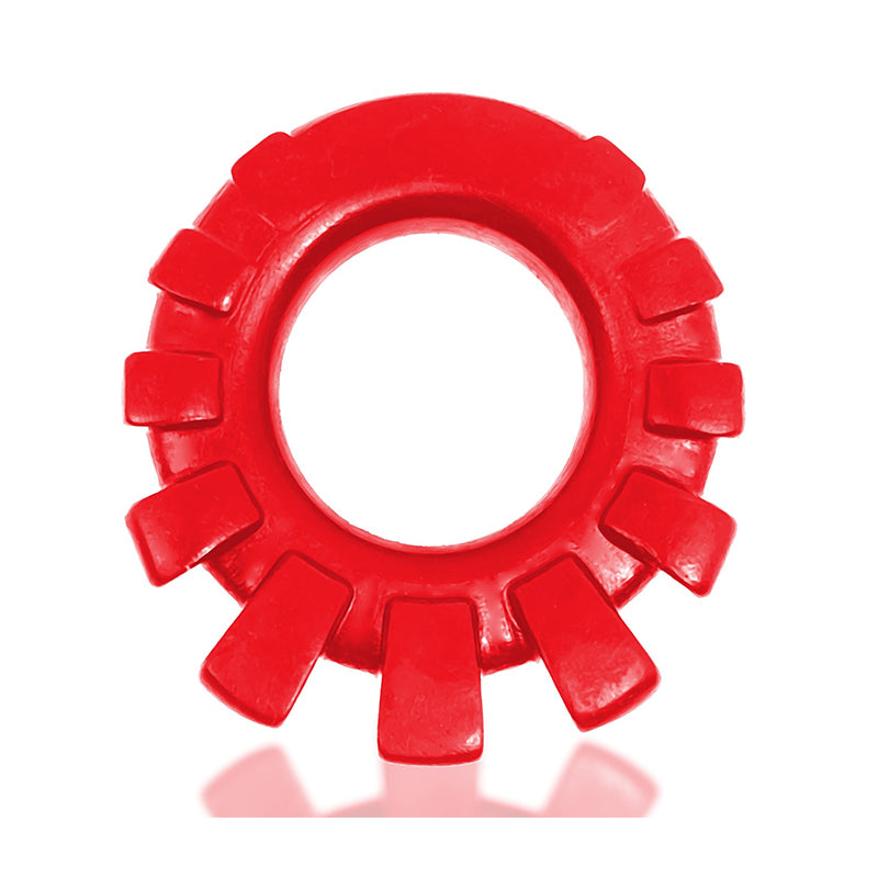 Oxballs Cock-Lug Lugged Cockring Silicone Red - Red Garter