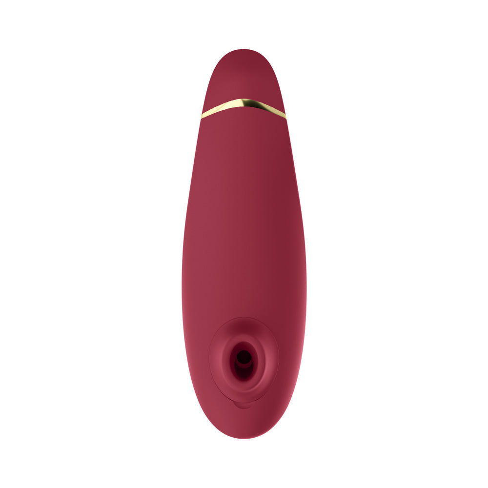 Womanizer Premium 2 Rechargeable Silicone Luxurious Pleasure Air Clitoral Stimulator Bordeaux - Red Garter