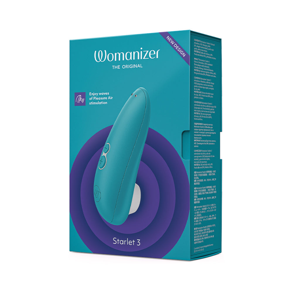 Womanizer Starlet 3 Rechargeable Silicone Compact Pleasure Air Clitoral Stimulator Turquoise - Red Garter
