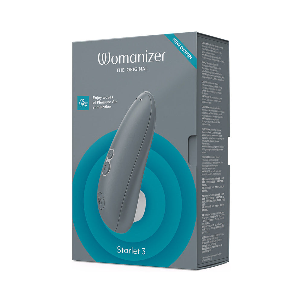 Womanizer Starlet 3 Rechargeable Silicone Compact Pleasure Air Clitoral Stimulator Gray - Red Garter