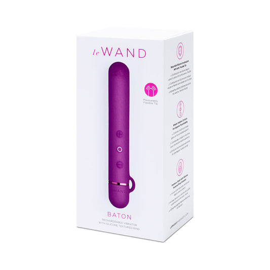 Le Wand Chrome Baton Rechargeable Silicone Mini Vibrator Dark Cherry - Red Garter