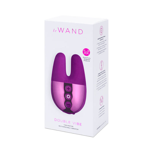 Le Wand Chrome Double Vibe Rechargeable Silicone Mini Vibrator Dark Cherry - Red Garter