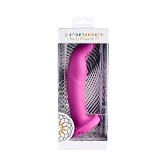 Sportsheets Merge Collection Tana 8 in. Silicone G-Spot Dildo with Suction Cup Pink - Red Garter