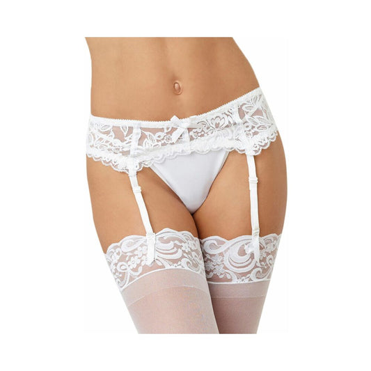 Dreamgirl Sexy And Delicate Scalloped Lace Garter Belt White OS Hanging - Red Garter