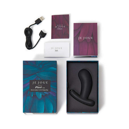 Je Joue Nuo V.2 App-Compatible Anal Plug Black - Red Garter