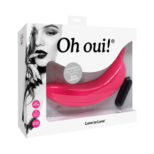 Love to Love Oh Oui Silicone Banana Vibrator Pink - Red Garter
