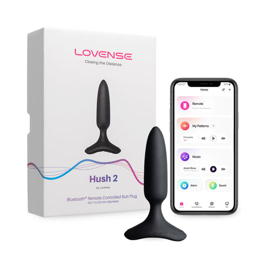 Lovense Hush 2 Bluetooth Remote-Controlled Vibrating Butt Plug XS 1 in. - Red Garter