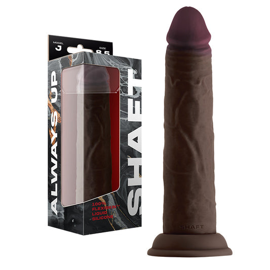 Shaft Model J: 8.5 in. Dual Density Silicone Dildo Mahogany - Red Garter
