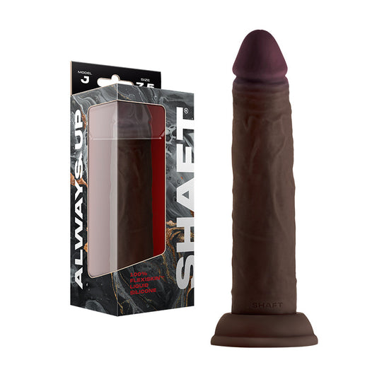 Shaft Model J: 7.5 in. Dual Density Silicone Dildo Mahogany - Red Garter