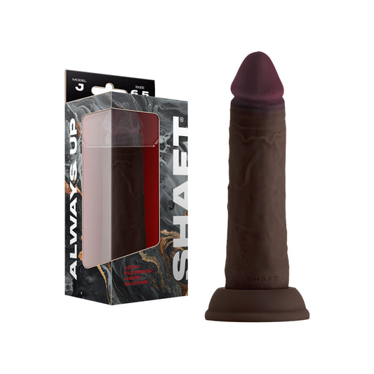 Shaft Model J: 6.5 in. Dual Density Silicone Dildo Mahogany - Red Garter