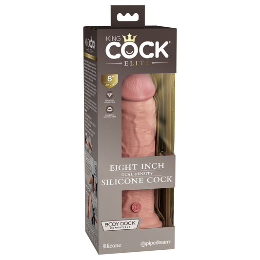 Pipedream King Cock Elite 8 in. Dual Density Silicone Cock Realistic Dildo With Suction Cup Beige - Red Garter